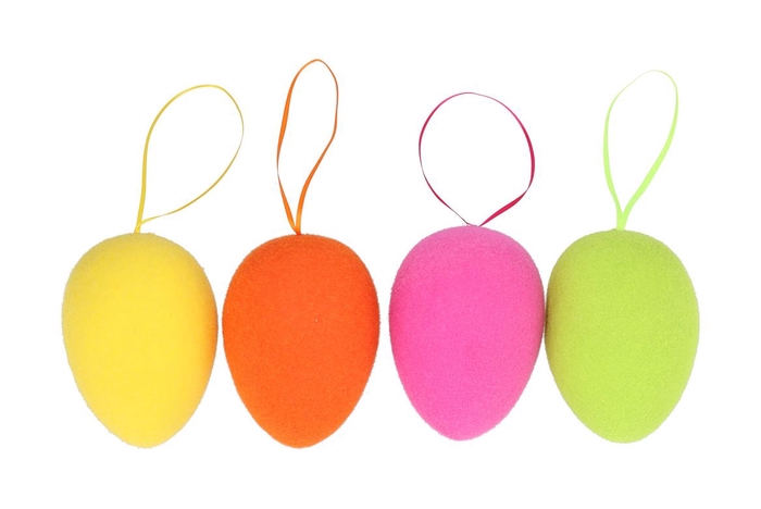 <h4>Easter Flock Dutch Orange Egg Hanger Ass 11x11x15cm</h4>