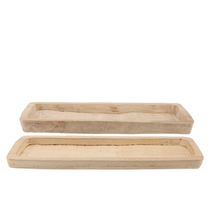 Wood Natural Tray Rectangle 55x21x4cm S/2 Nm