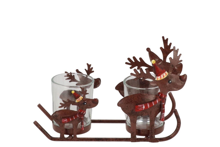 Katy Brown Metal Rack Reindeer T-light 20x7x13cm
