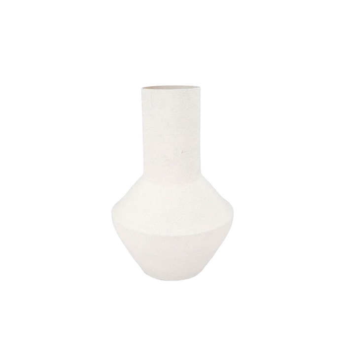 <h4>Fiore White Vase Neck Textured Iron 31x31x46cm Nm</h4>