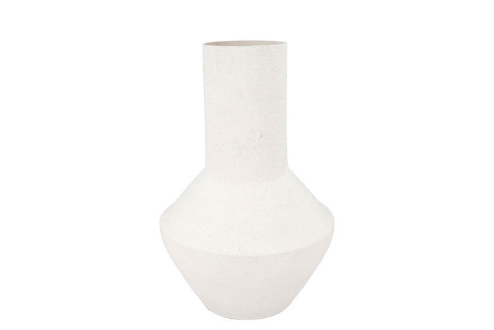 Fiore White Vase Neck Textured Iron 31x31x46cm Nm