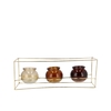 Polly Natural Brown Mix Metal Rack 3 Glass Ass 35x11x13cm
