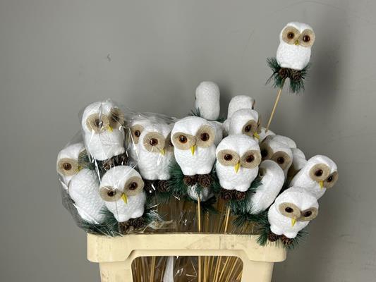 <h4>Stick Owl 9cm White</h4>