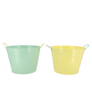 Zinc Basic Pastel Green/yellow Ears Bucket 27x20cm