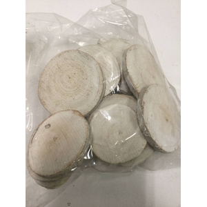 WOOD ROUND SLICES WHITE WASH 5-7CM 20PCS