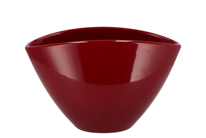 <h4>Ceramic Wine Red Shiny Pot Orchid 28x17cm</h4>