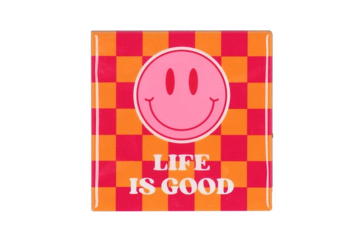 <h4>Tile Life Is Good Pink/orange 10x10x1cm</h4>