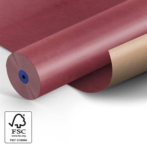 Papier: 40cm br. kraft 50gr Fond bordeaux 400m.