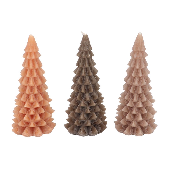 <h4>Candle Frosty X-mas Tree Woods Brown Mix 9x20cm As</h4>