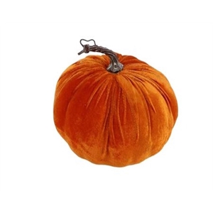 Deco Pumpkin Velvet Orange H15d24 X1