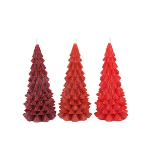 Candle Frosty X-mas Tree Wild Red Mix 8x16cm Ass