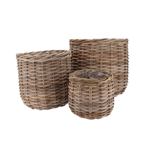 Rattan Ivy Cauldron Natural Set 3 25x23/35x33/44x40cm