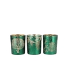 Ruby Green/gold T-light Forrest Ass 9x10cm