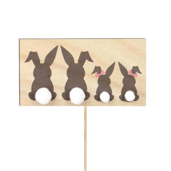 <h4>Bijsteker Bunny Family hout 6x12cm+12cm stok</h4>