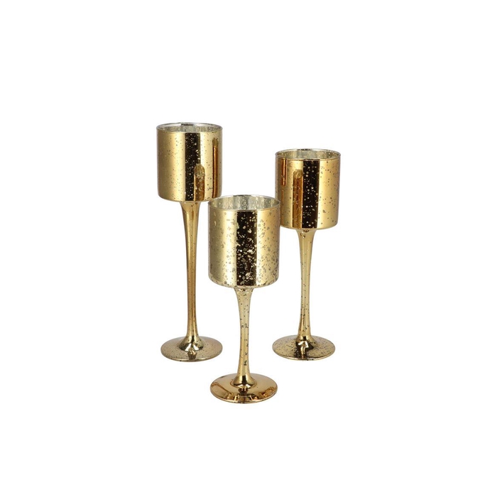 <h4>Jazz Gold Candle Holder With Foot Ass P/3 8x20cm</h4>