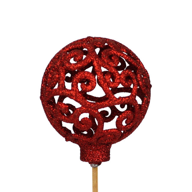 <h4>Bijsteker Balroque 6cm+50cm stok glitter rood</h4>