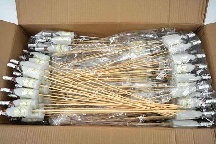 <h4>Stick Champagne bottle 13,5x4cm+50cm stick white 25pce/bag</h4>