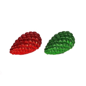 Deco Pinecone 2 Ass. Green And Red L7w7h10