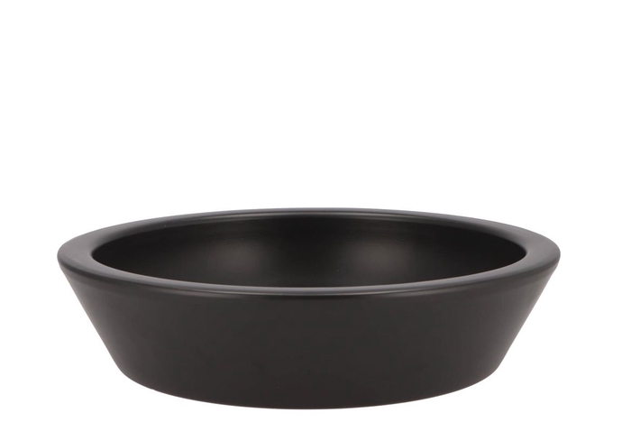 <h4>Ceramic Bowl Mat Zwart Low Round 25x6cm</h4>