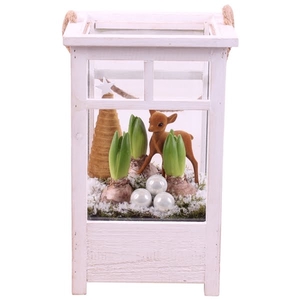 Christmas Arr.Hyacint Wooden Lantern pot White mix/3 ø19cm 3PP