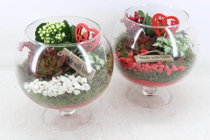 <h4>arr2 MB - Glas bol op voet 403/3 - rood/wit</h4>