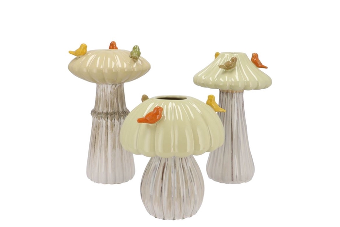 <h4>Bird Mushroom Vase Sand Ass 14x14x20cm Nm</h4>