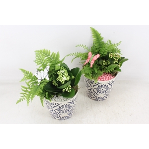 arr2 PL - Ker. pot delft blauw - roze/wit