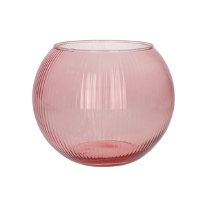 DF02-883917800 - Glass bowl Alverda Lines d12/19xh15.5 tea rose