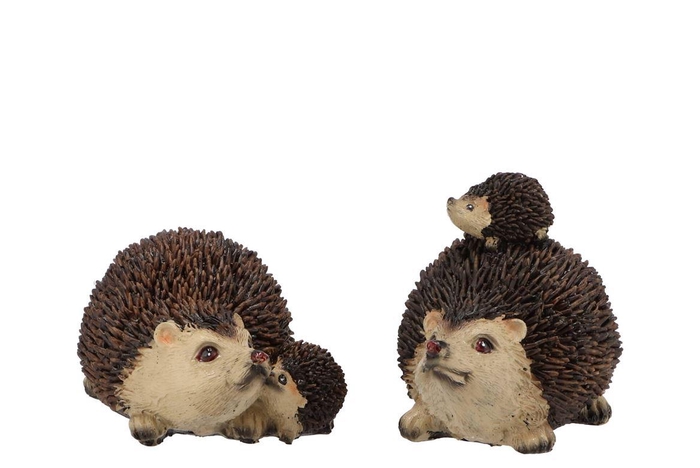 Hedgehog Poly With Child Ass Per 1 10x7x8cm Nm