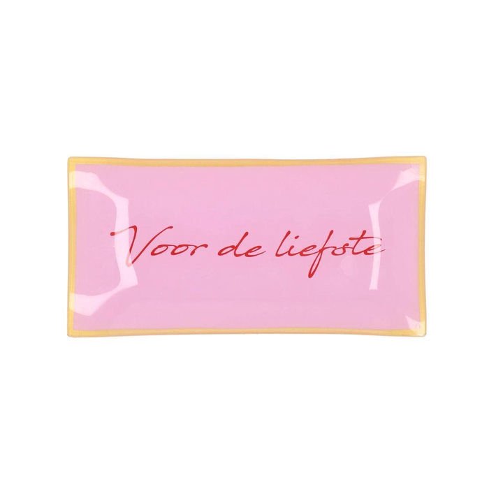 <h4>Plate Rectangle Voor De Liefde 20x10x2cm</h4>