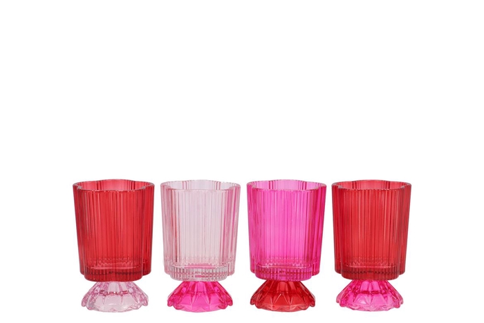 Naomi Dutch Pink Tealight Holder Ass 8x12cm