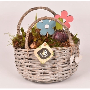 Wilg tasje met hartjes 21x15cm