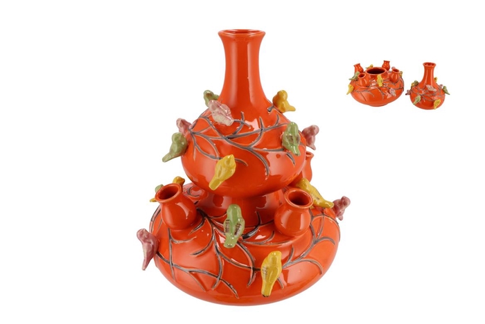 <h4>Bird Vase Orange Bubbles 28x32cm Nm</h4>