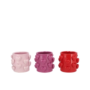 Love Sweet Pink Mix Vase Cilinder Hearts Ass 13x13x12cm