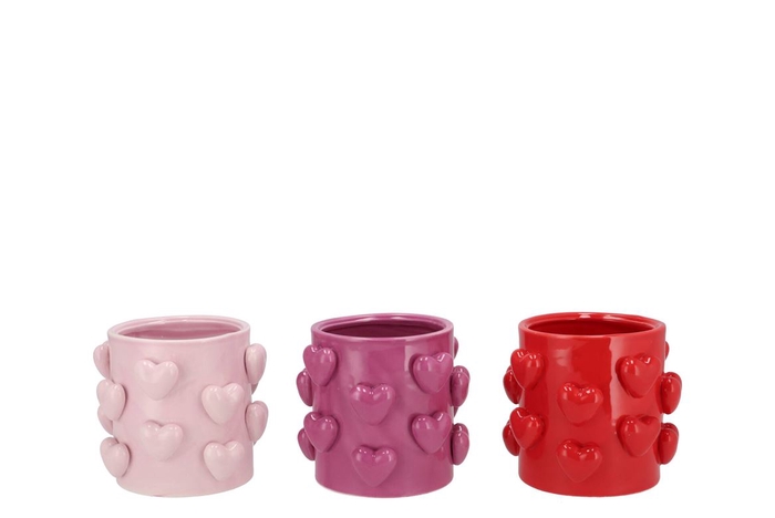 <h4>Love Sweet Pink Mix Vase Cilinder Hearts Ass 13x13x12cm</h4>