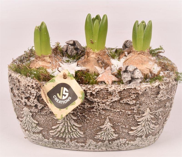<h4>Cement ov. kerstboom decor 23x14cm</h4>