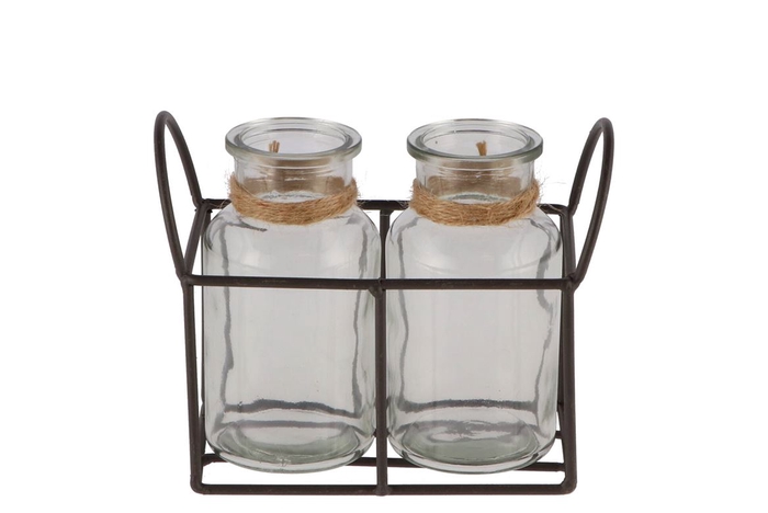 <h4>Metal Rack Grey Basket Bottle 8x17x14cm</h4>