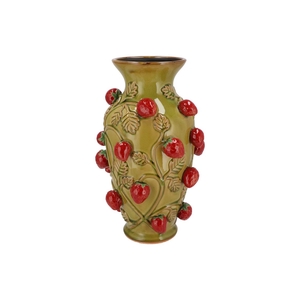 Fruit Strawberry Olive Green Vase 24x38cm Nm