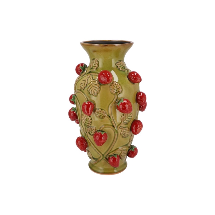<h4>Fruit Strawberry Olive Green Vase 24x38cm</h4>