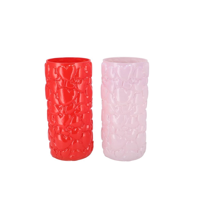 <h4>Kikki Red Pink Vase Heart 11x22cm</h4>