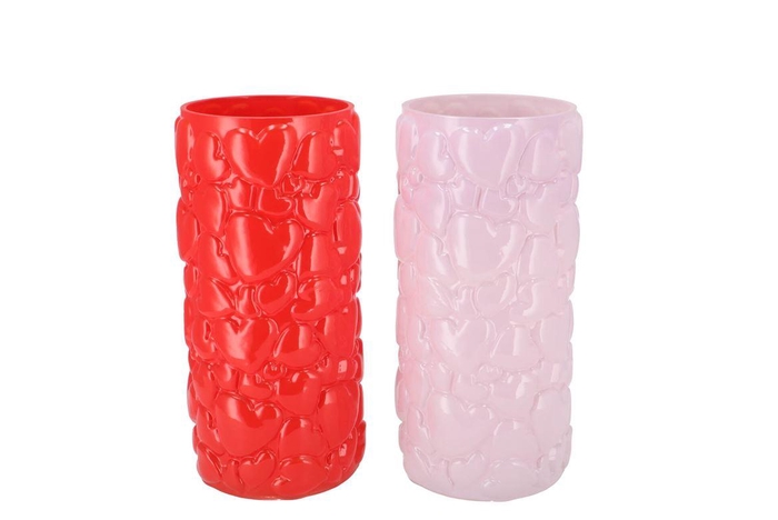 Kikki Red Pink Vase Heart 11x22cm