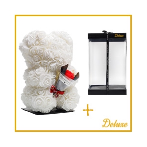 arr6 Deco beer 25cm - Wit met boeket