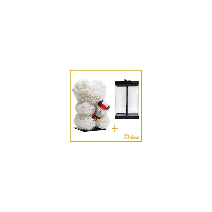 <h4>Arr6 Deco Beer 25cm - Wit Met Boeket</h4>