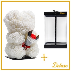 Arr6 Deco Beer 25cm - Wit Met Boeket