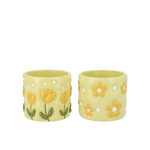 Juul Green Yellow Pot Flower 13x13x11cm