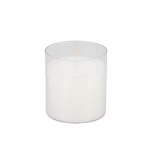 Candle Rustic Pillar White Plastic Holder 6x7cm