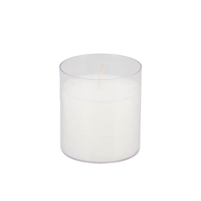 <h4>Candle Rustic Pillar White Plastic Holder 6x7cm</h4>