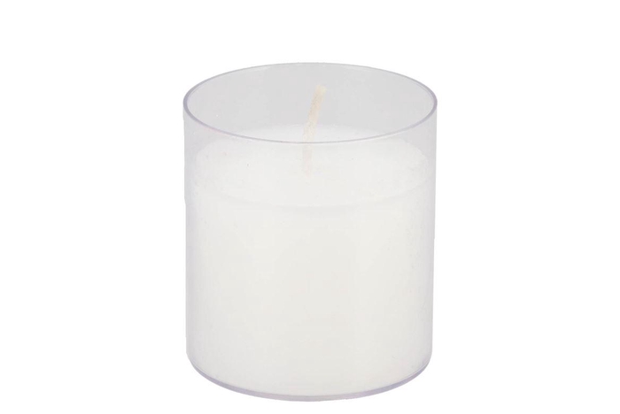 <h4>Candle Rustic Pillar White Plastic Holder 6x7cm</h4>