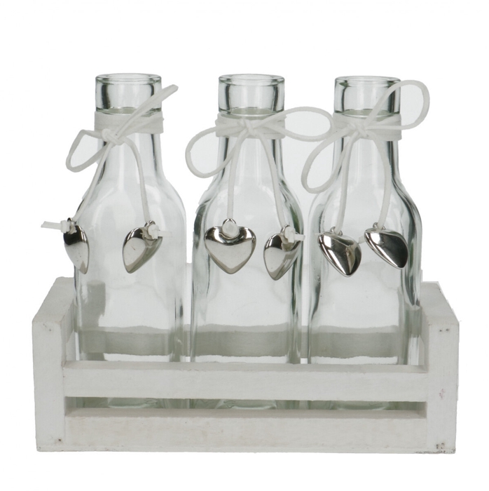 <h4>Mothersday Glas Tray 3bottle+heart d03/6*15cm</h4>