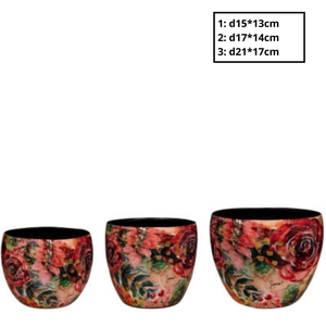 Metaal Rose pot S/3 d21*17cm